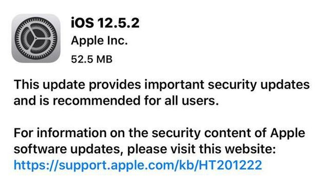 中牟苹果手机维修分享iOS12.5.2发布，建议所有老苹果用户安装 